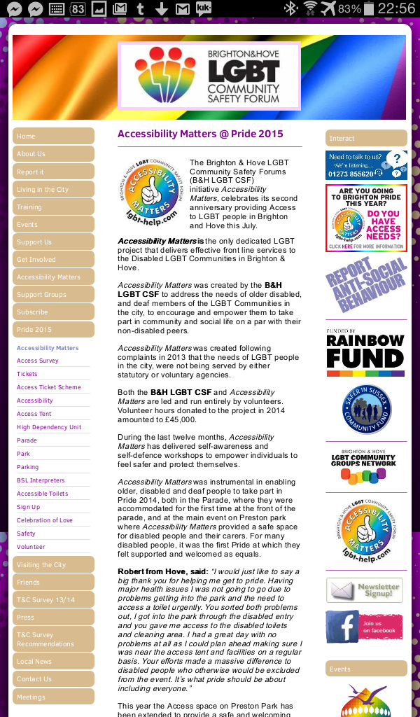 Screenshot of the information provided by the LGBT Community Safety Forum who Pride worked with.